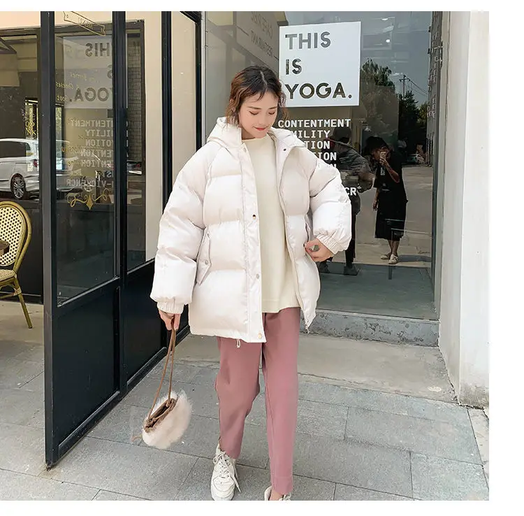 New 2025 Women Short Jacket Winter Thick Hooded Cotton Padded Coats Female Korean Loose Puffer Parkas Ladies Oversize Outwear