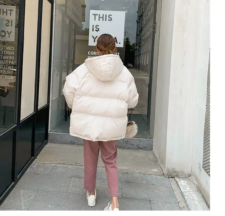 New 2025 Women Short Jacket Winter Thick Hooded Cotton Padded Coats Female Korean Loose Puffer Parkas Ladies Oversize Outwear