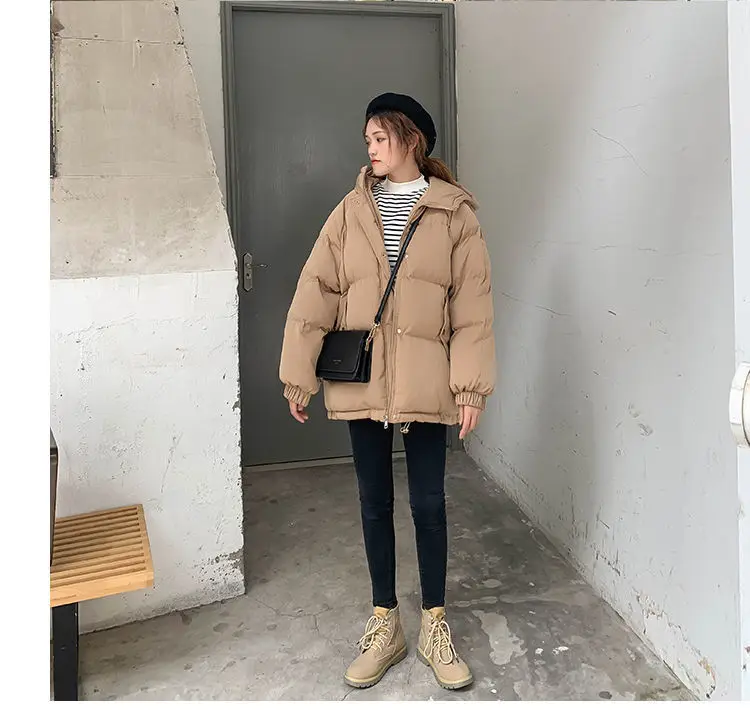 New 2025 Women Short Jacket Winter Thick Hooded Cotton Padded Coats Female Korean Loose Puffer Parkas Ladies Oversize Outwear