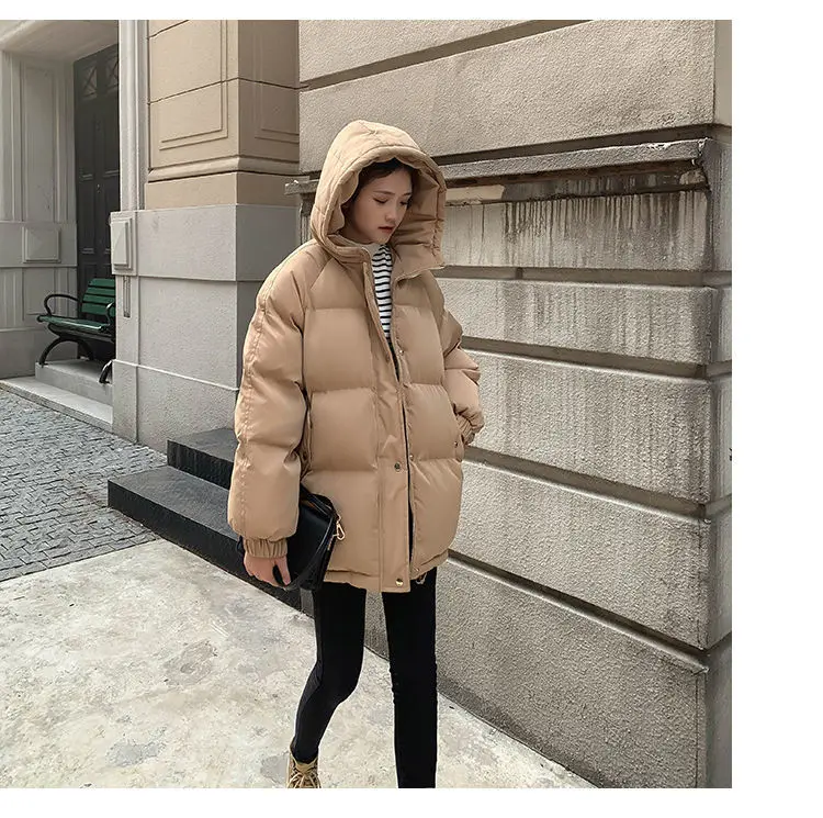 New 2025 Women Short Jacket Winter Thick Hooded Cotton Padded Coats Female Korean Loose Puffer Parkas Ladies Oversize Outwear