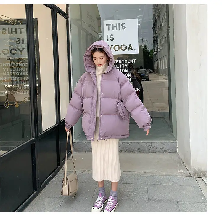New 2025 Women Short Jacket Winter Thick Hooded Cotton Padded Coats Female Korean Loose Puffer Parkas Ladies Oversize Outwear