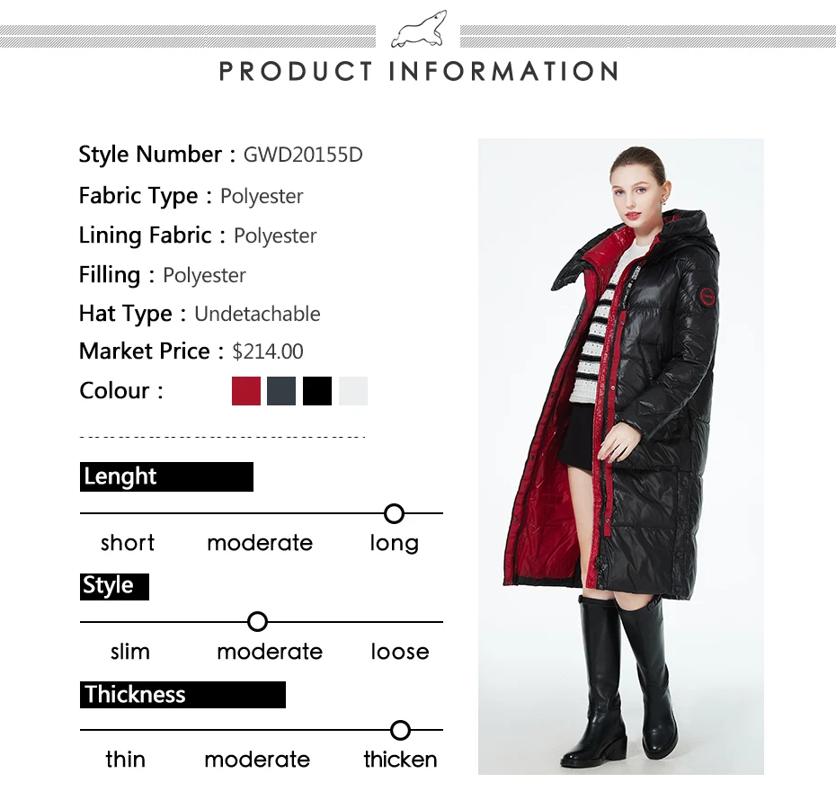ICEbear 2023 Winter Fashionable Jacket Women's Hooded Warm Parkas Puffer Jackets Hight Quality Female Quilted Coat GWD20155D