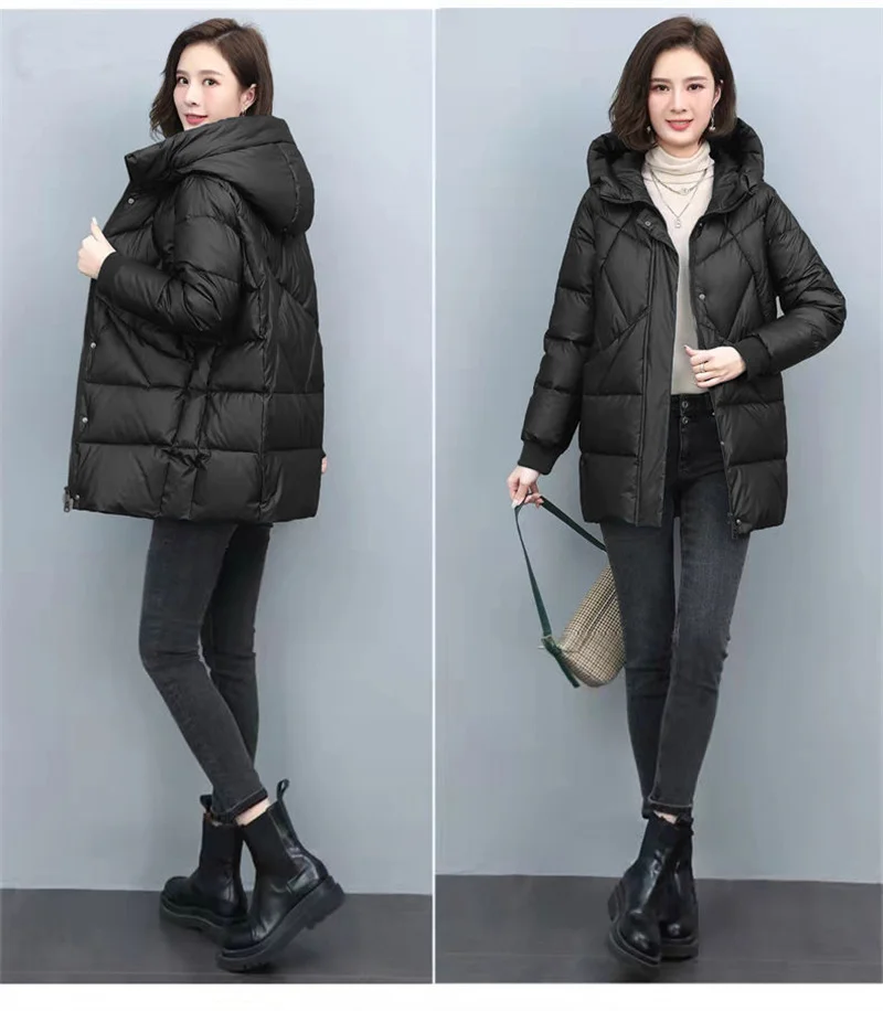 2026 Hooded Cotton Coat Women's Mid-Length Winter Jackets Elegant Mother's Parkas Padded Jacket Thick Down Padded Jacket Vintage