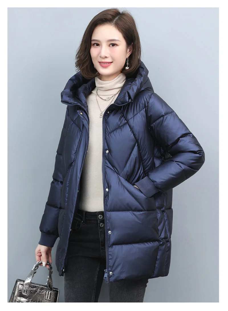 2026 Hooded Cotton Coat Women's Mid-Length Winter Jackets Elegant Mother's Parkas Padded Jacket Thick Down Padded Jacket Vintage