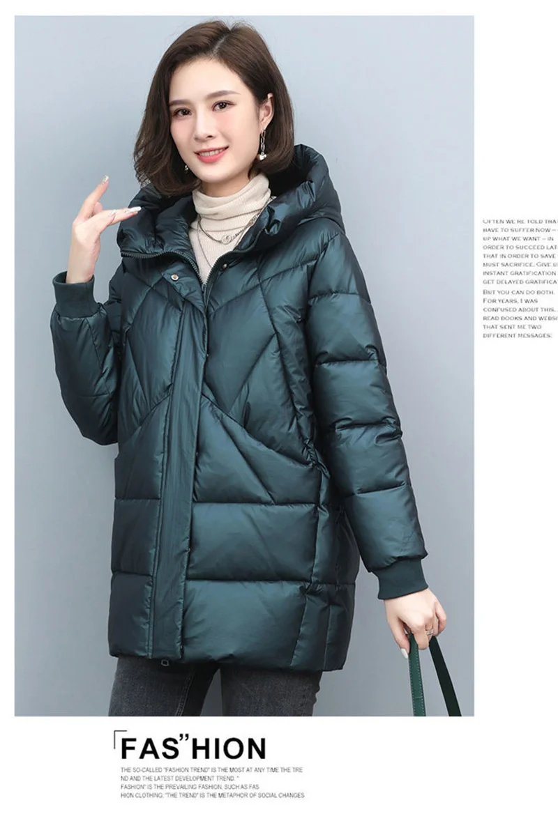 2026 Hooded Cotton Coat Women's Mid-Length Winter Jackets Elegant Mother's Parkas Padded Jacket Thick Down Padded Jacket Vintage