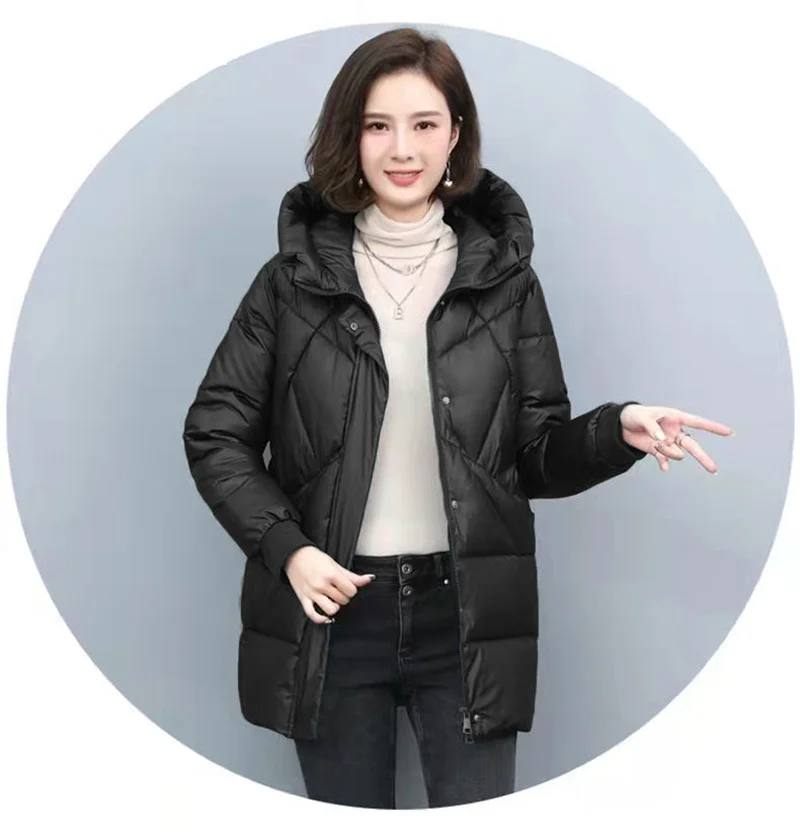 2026 Hooded Cotton Coat Women's Mid-Length Winter Jackets Elegant Mother's Parkas Padded Jacket Thick Down Padded Jacket Vintage