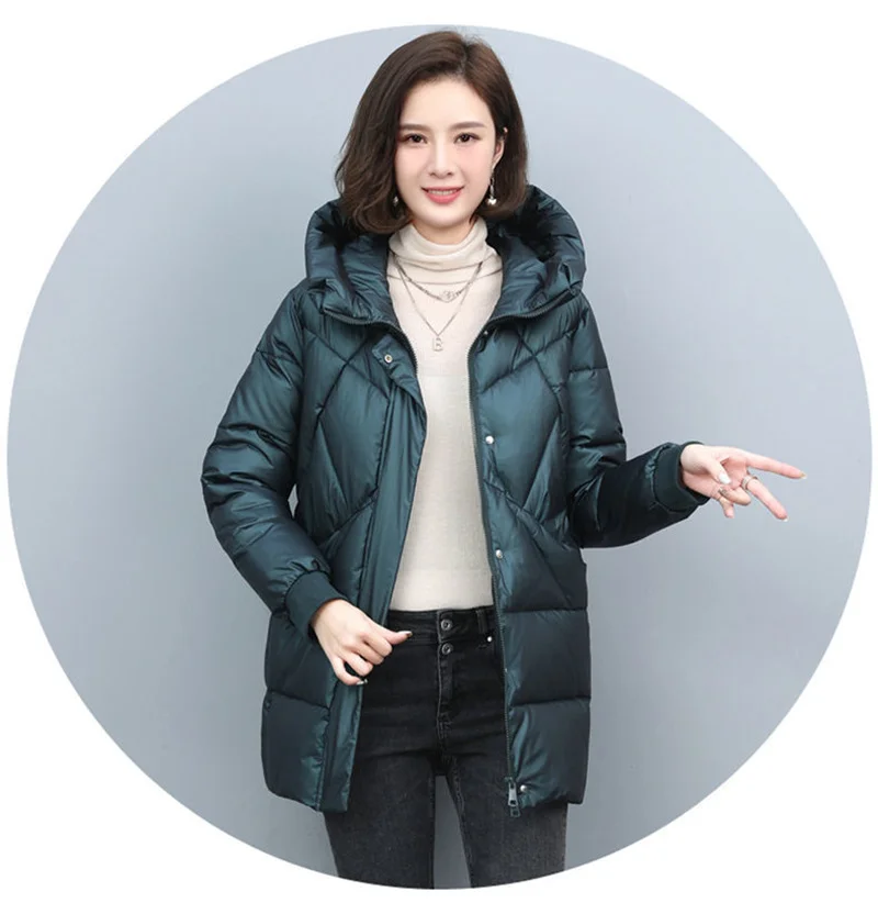 2026 Hooded Cotton Coat Women's Mid-Length Winter Jackets Elegant Mother's Parkas Padded Jacket Thick Down Padded Jacket Vintage