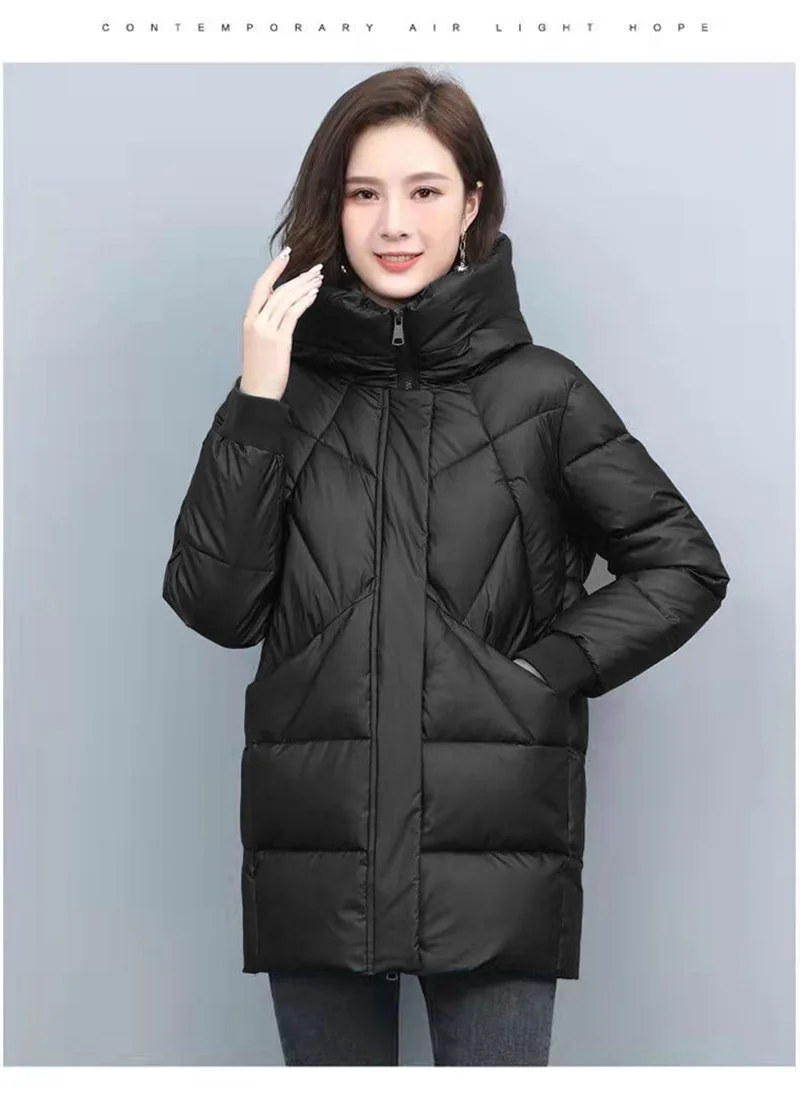 2026 Hooded Cotton Coat Women's Mid-Length Winter Jackets Elegant Mother's Parkas Padded Jacket Thick Down Padded Jacket Vintage
