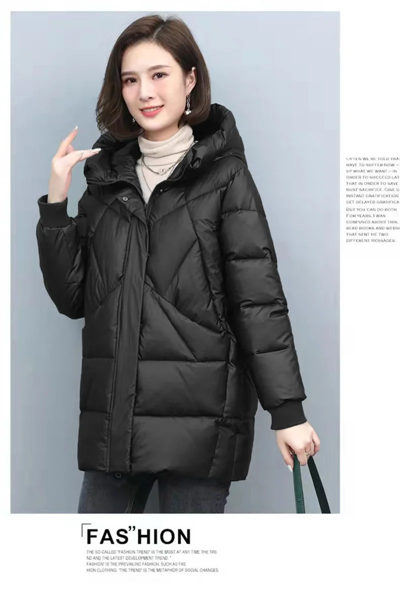 2026 Hooded Cotton Coat Women's Mid-Length Winter Jackets Elegant Mother's Parkas Padded Jacket Thick Down Padded Jacket Vintage