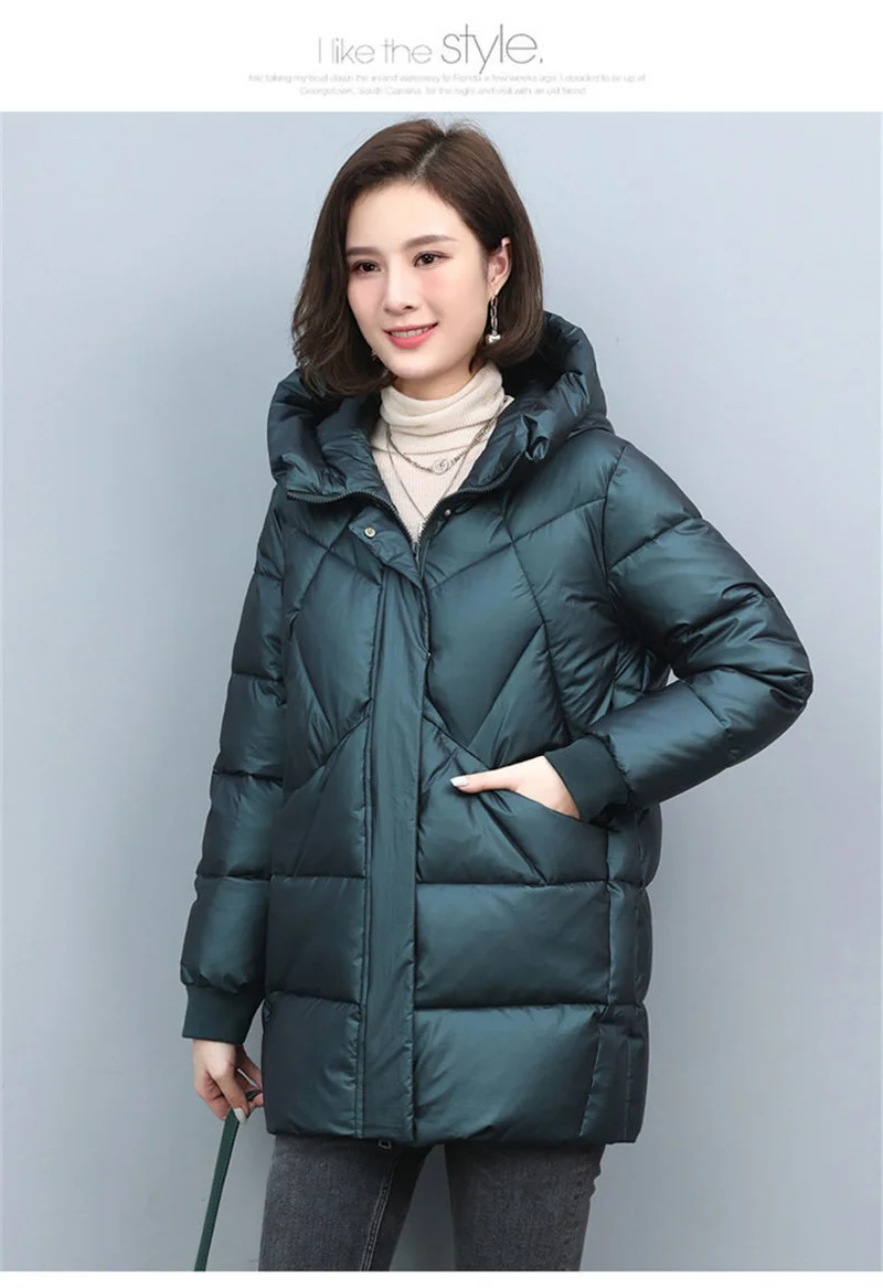 2026 Hooded Cotton Coat Women's Mid-Length Winter Jackets Elegant Mother's Parkas Padded Jacket Thick Down Padded Jacket Vintage