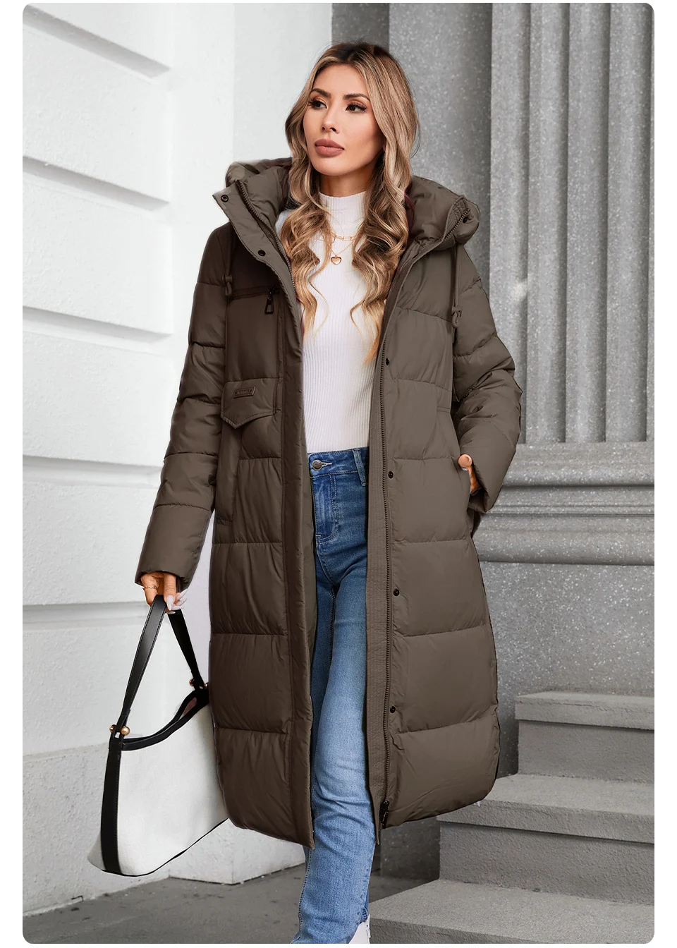 GASMAN 2024 Winter Jacket Women Brand High Quality Casual Long Women's Jackets Hooded Zipper Pocket Puffer Parkas Outwear 88607
