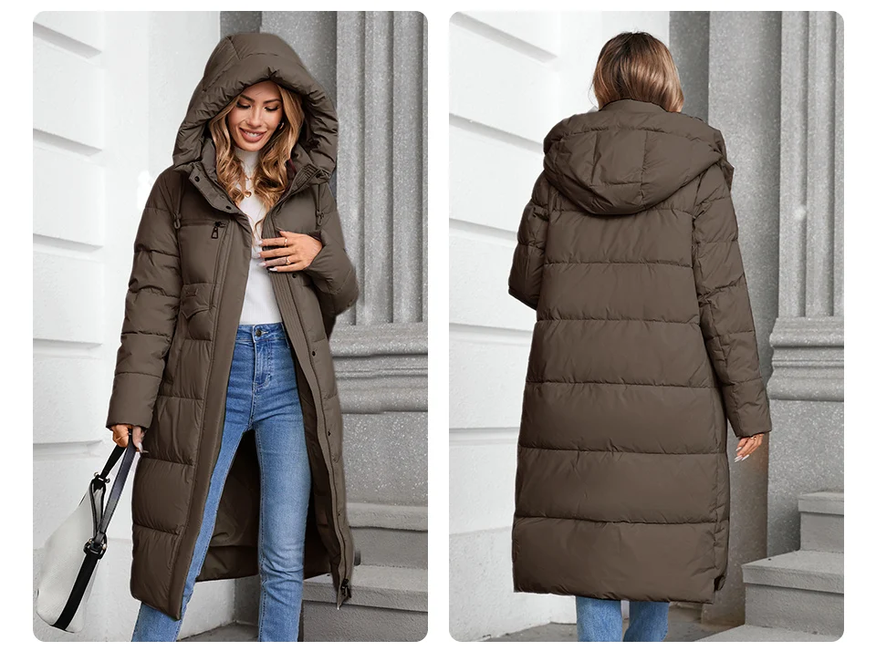 GASMAN 2024 Winter Jacket Women Brand High Quality Casual Long Women's Jackets Hooded Zipper Pocket Puffer Parkas Outwear 88607