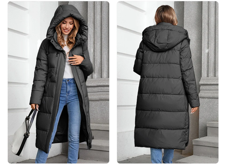 GASMAN 2024 Winter Jacket Women Brand High Quality Casual Long Women's Jackets Hooded Zipper Pocket Puffer Parkas Outwear 88607