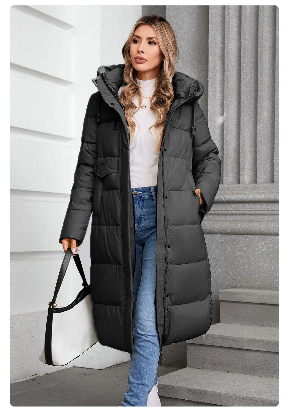 GASMAN 2024 Winter Jacket Women Brand High Quality Casual Long Women's Jackets Hooded Zipper Pocket Puffer Parkas Outwear 88607