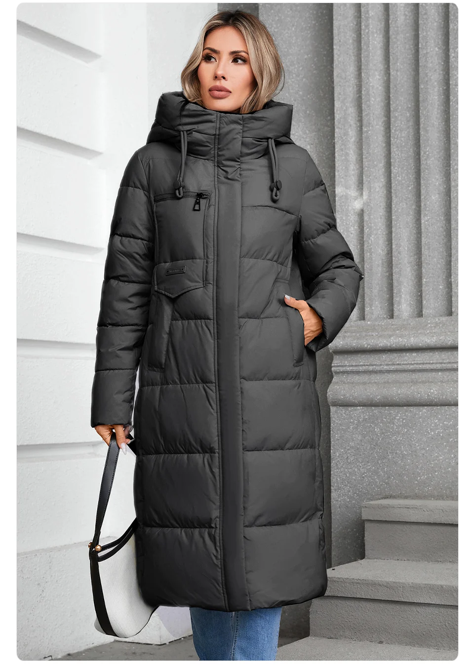 GASMAN 2024 Winter Jacket Women Brand High Quality Casual Long Women's Jackets Hooded Zipper Pocket Puffer Parkas Outwear 88607
