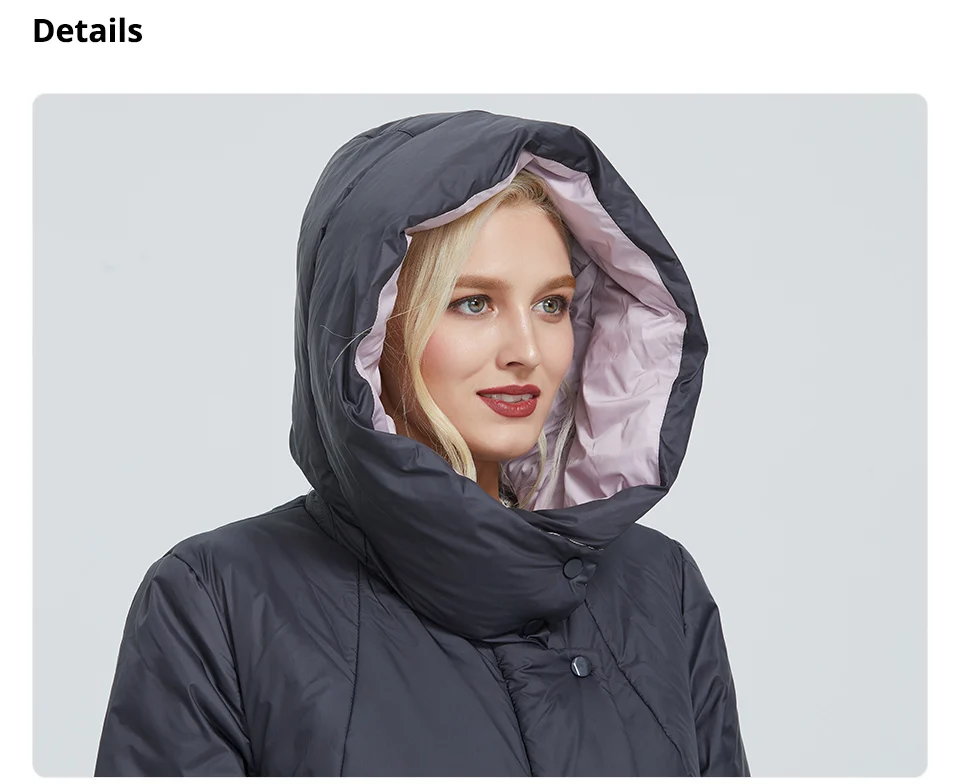 2022 Astrid winter jacket women Contrast color long thick cotton clothing with cap and zipper warm coat women parka AT-6703