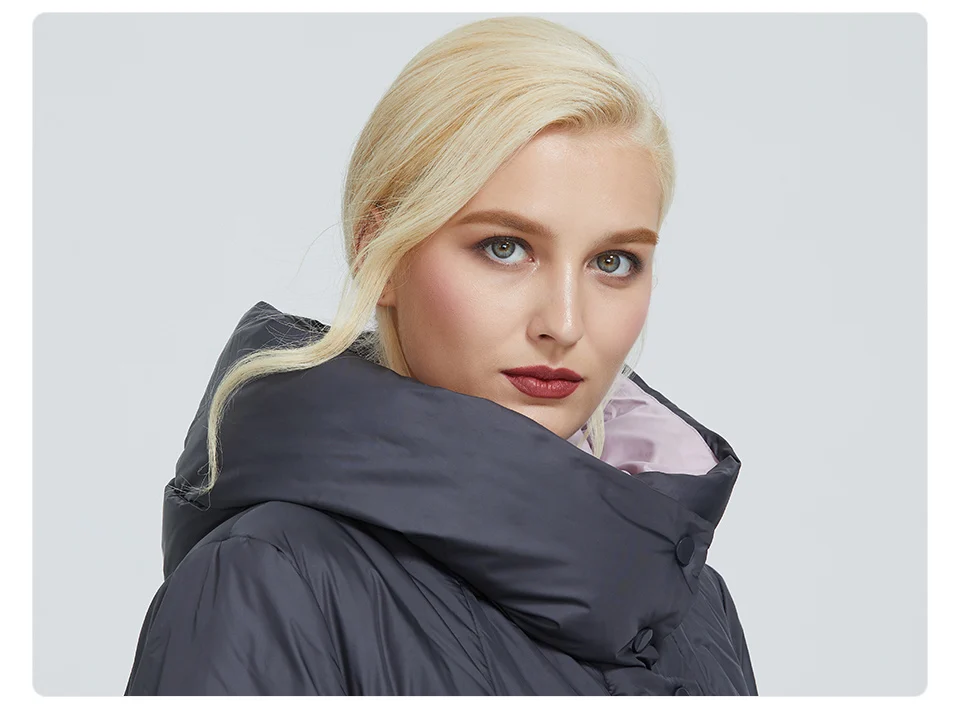 2022 Astrid winter jacket women Contrast color long thick cotton clothing with cap and zipper warm coat women parka AT-6703
