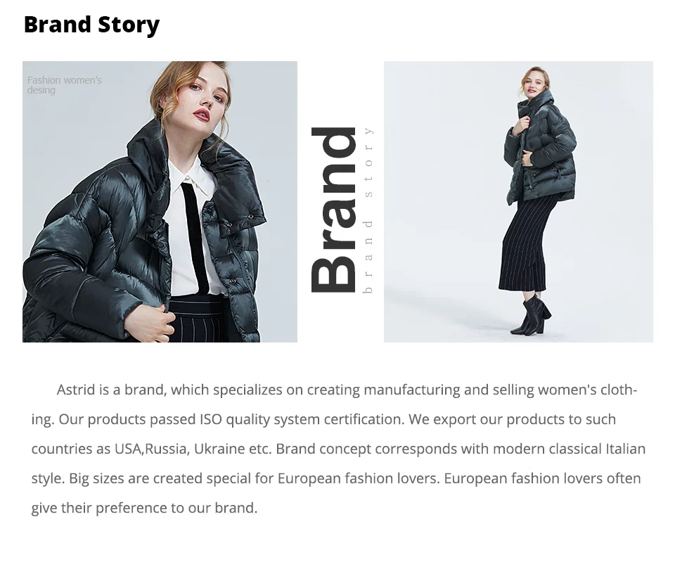 2022 Astrid winter jacket women Contrast color long thick cotton clothing with cap and zipper warm coat women parka AT-6703