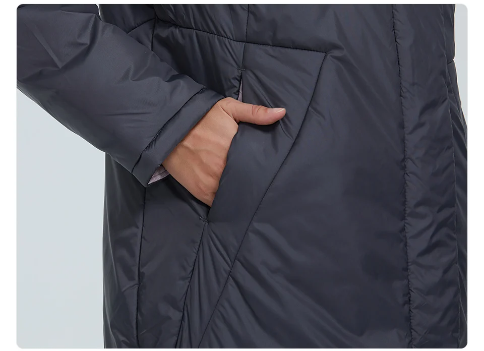 2022 Astrid winter jacket women Contrast color long thick cotton clothing with cap and zipper warm coat women parka AT-6703