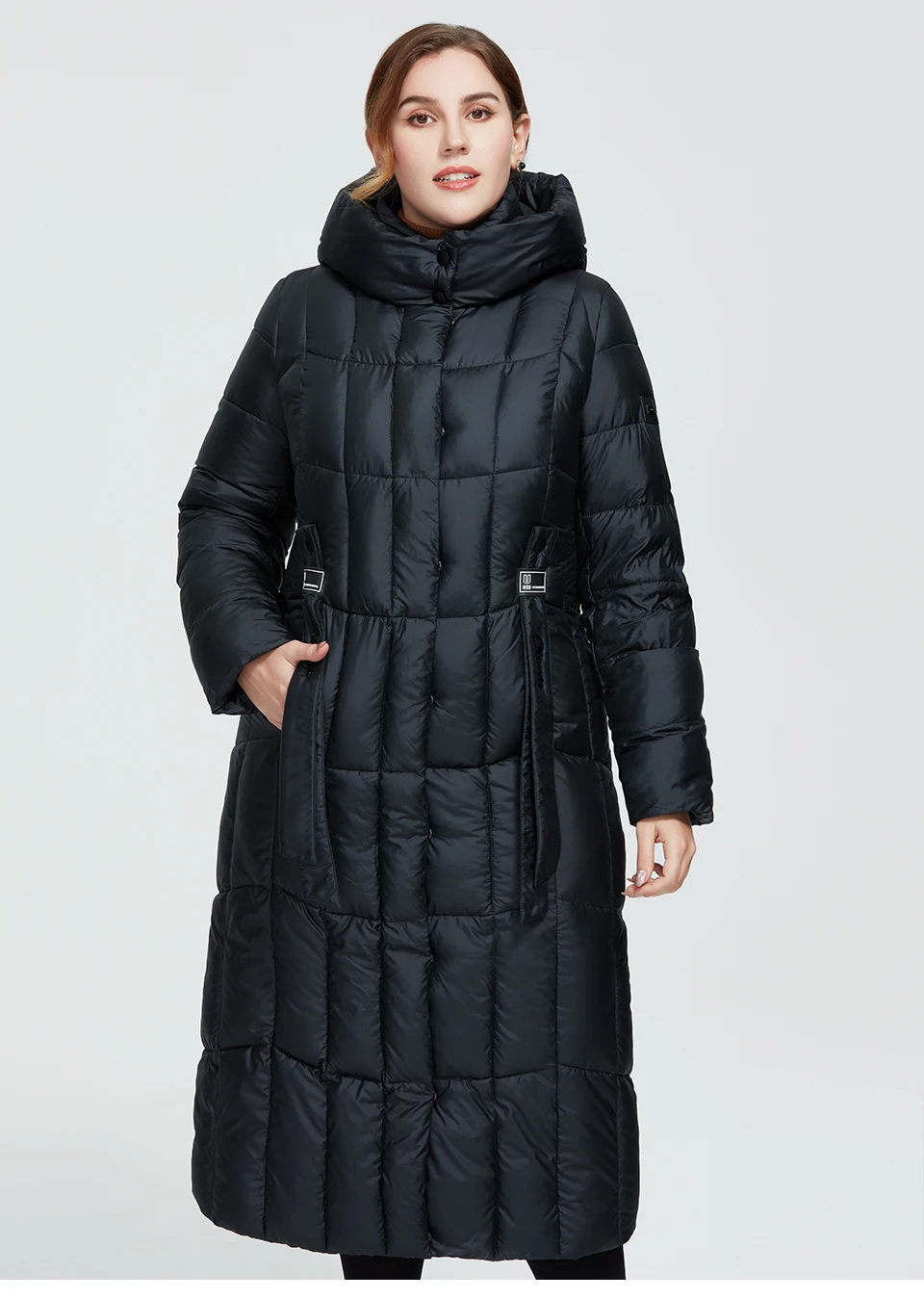 Astrid 2022 New Winter Women's coat women long warm parka Plaid fashion thick Jacket hooded large sizes female clothing 9546