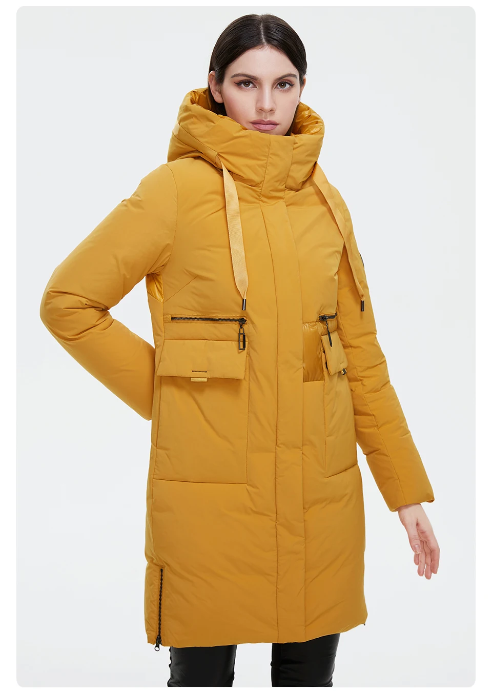 GASMAN 2023 Fashion brand new women's coat Women's winter jacket down parka warm outwear Female black patchwork thick jacket 020