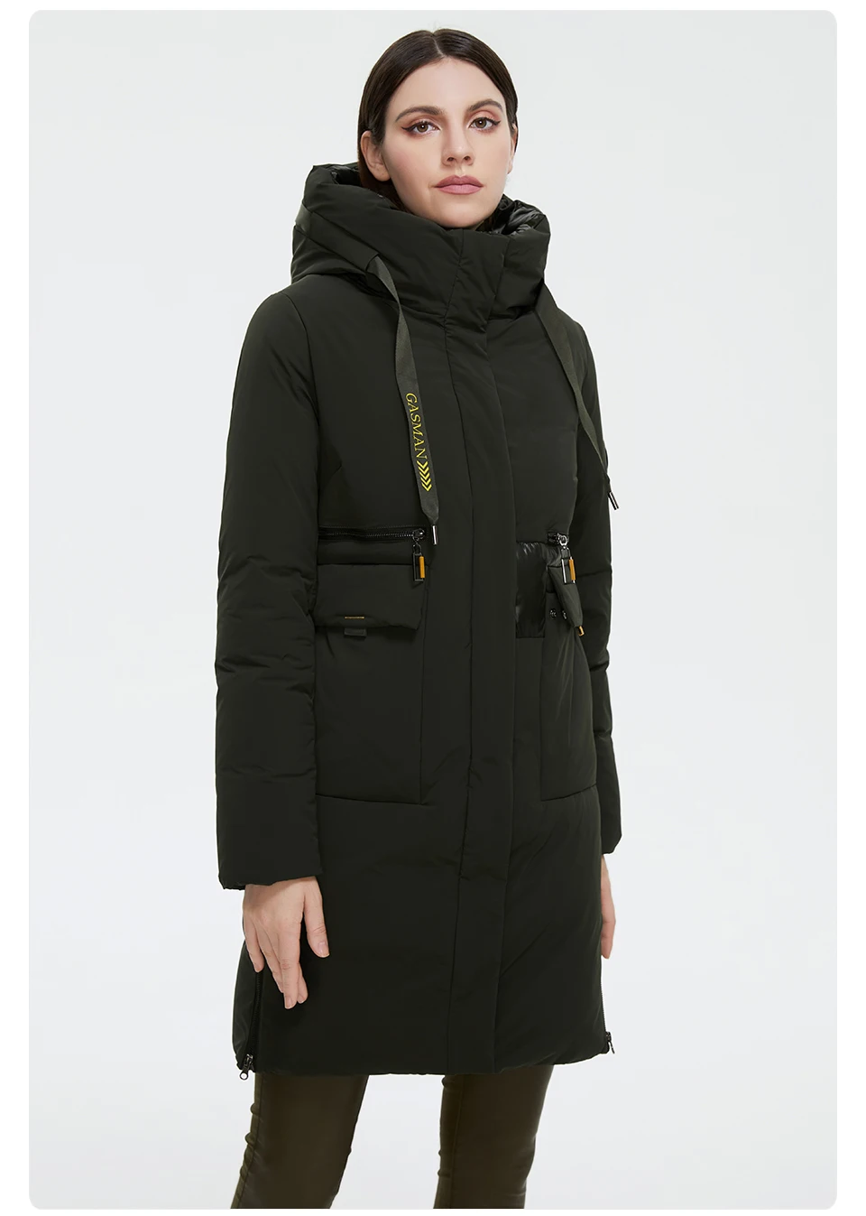GASMAN 2023 Fashion brand new women's coat Women's winter jacket down parka warm outwear Female black patchwork thick jacket 020
