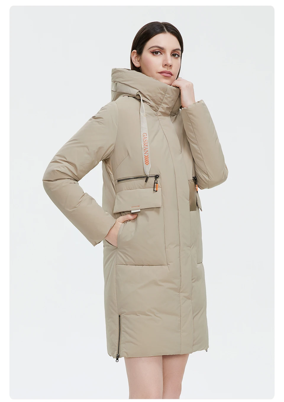 GASMAN 2023 Fashion brand new women's coat Women's winter jacket down parka warm outwear Female black patchwork thick jacket 020