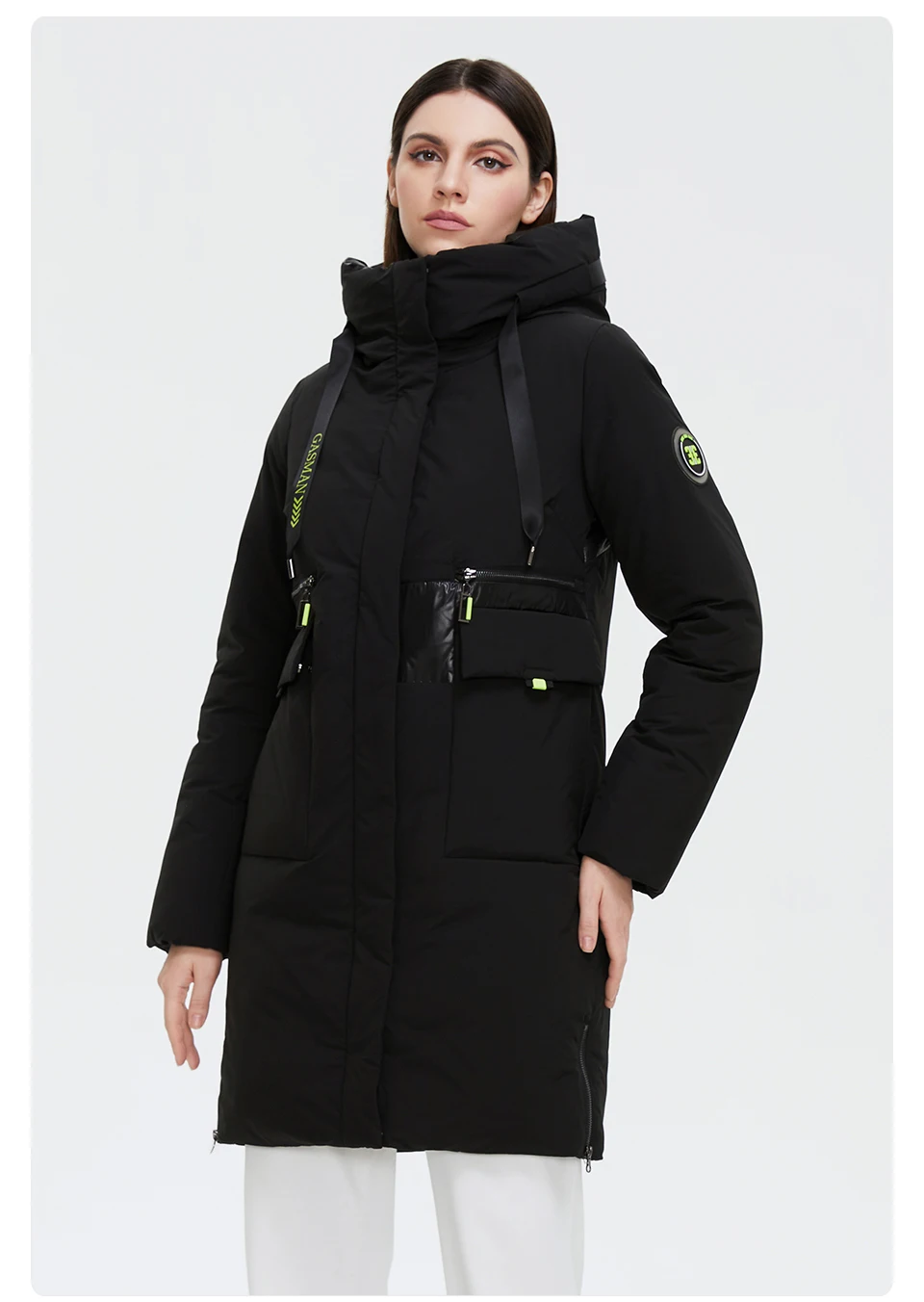 GASMAN 2023 Fashion brand new women's coat Women's winter jacket down parka warm outwear Female black patchwork thick jacket 020