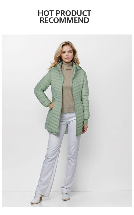 SANTELON Women Outdoor Windproof Warm Puffer Coat With Detachable Hood Lightweigh Smooth Long Outwear NOT Asian Size