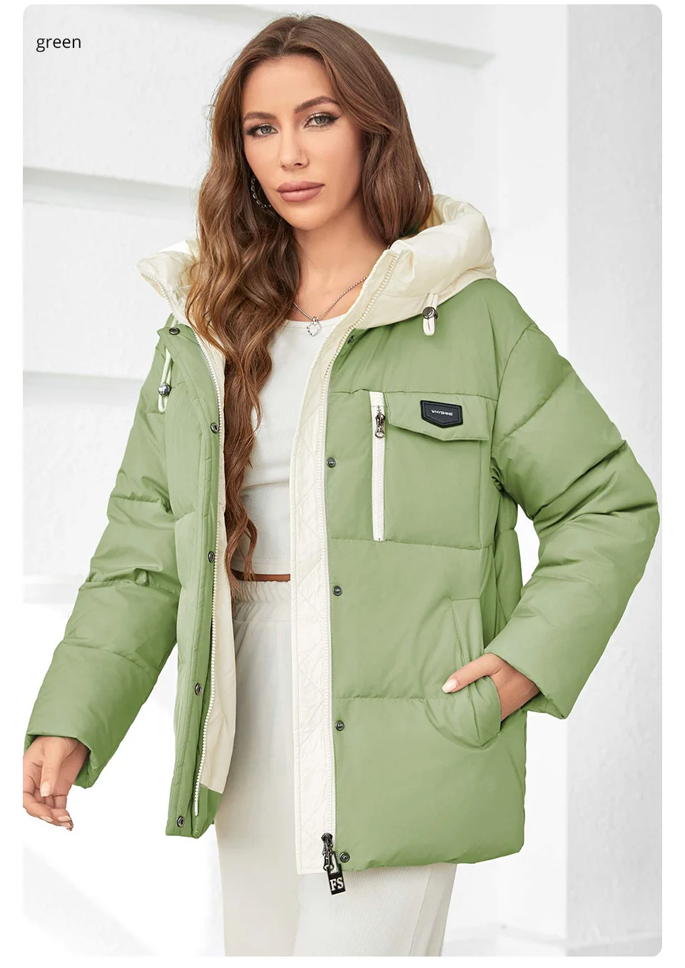 GASMAN Women's Parka 2023 New Fashion Women's Stand Collar Short Slim Casual Hooded Warm Down Jacket 83682