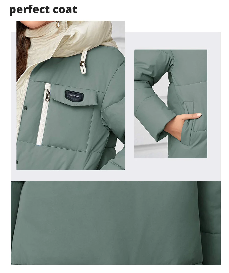 GASMAN Women's Parka 2023 New Fashion Women's Stand Collar Short Slim Casual Hooded Warm Down Jacket 83682
