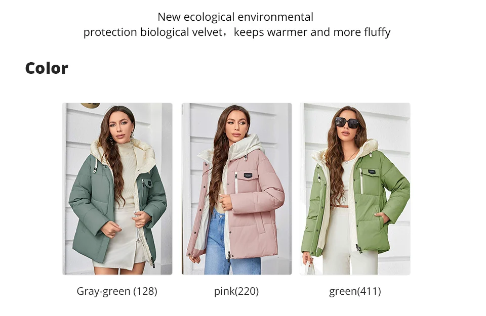 GASMAN Women's Parka 2023 New Fashion Women's Stand Collar Short Slim Casual Hooded Warm Down Jacket 83682