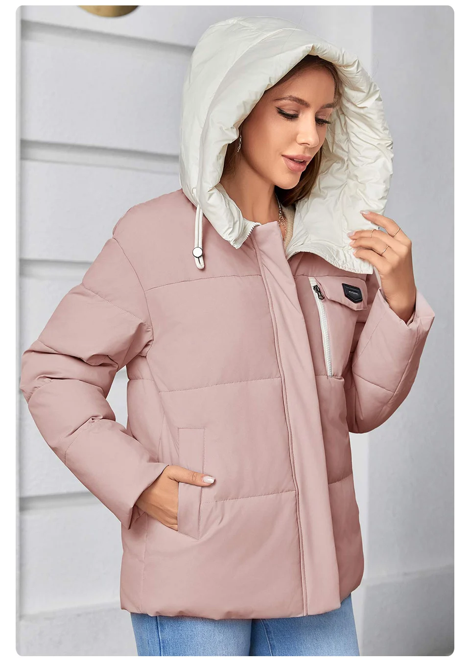 GASMAN Women's Parka 2023 New Fashion Women's Stand Collar Short Slim Casual Hooded Warm Down Jacket 83682