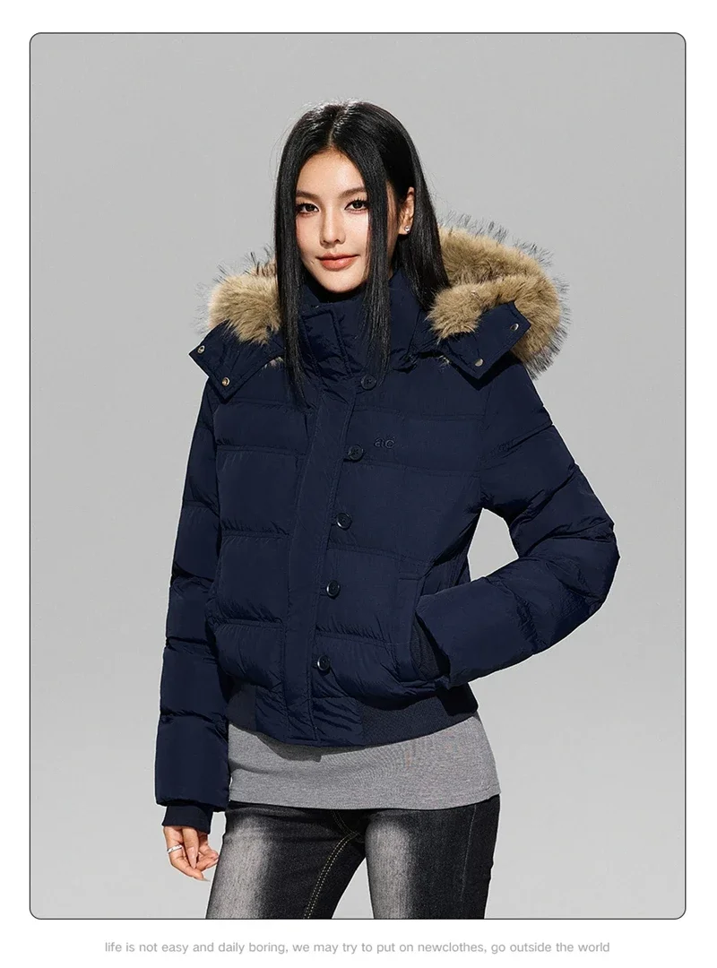 Retro Puffer Coat Women Fur Hood Quilted Slim Casual Short Parka Thick Warm Windproof Winter Cotton Padded Jacket куртка женская