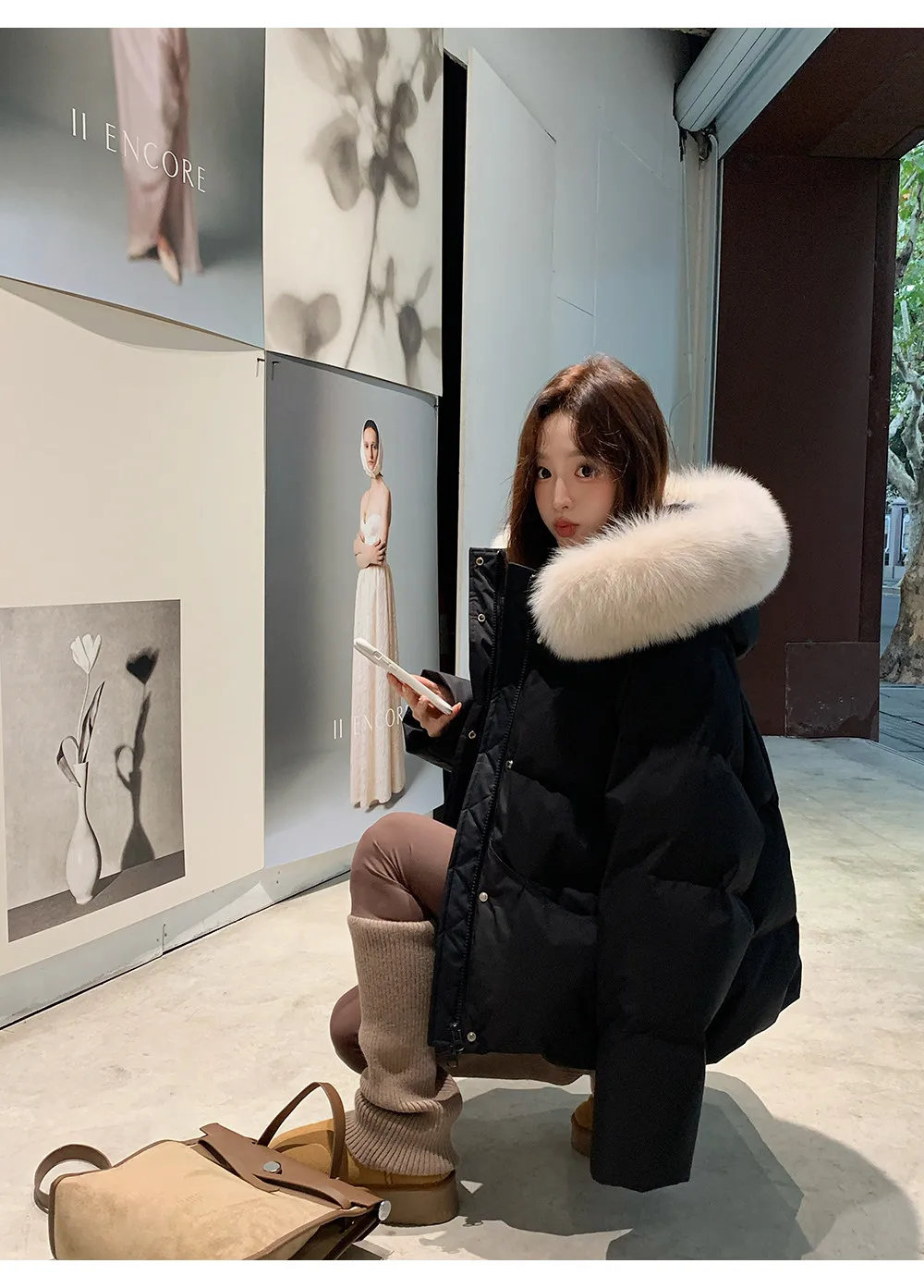 Women/Winter/Puffer/Jacket/With/Faux/Fur/Hood/Loose/Short/Padded/Coat/Zip/Up/Warm/Parka/Casual/Streetwear/Female/Outerwear