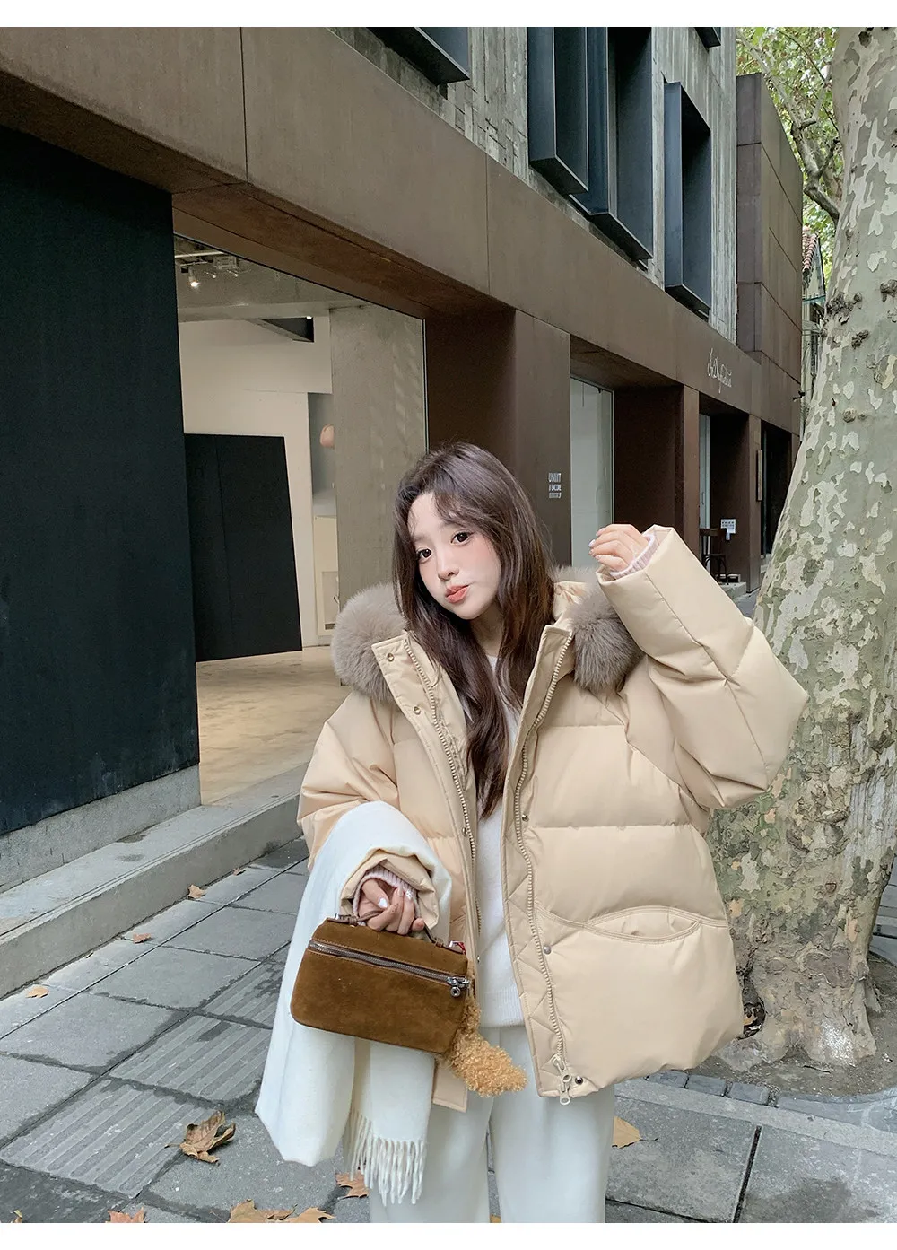 Women/Winter/Puffer/Jacket/With/Faux/Fur/Hood/Loose/Short/Padded/Coat/Zip/Up/Warm/Parka/Casual/Streetwear/Female/Outerwear