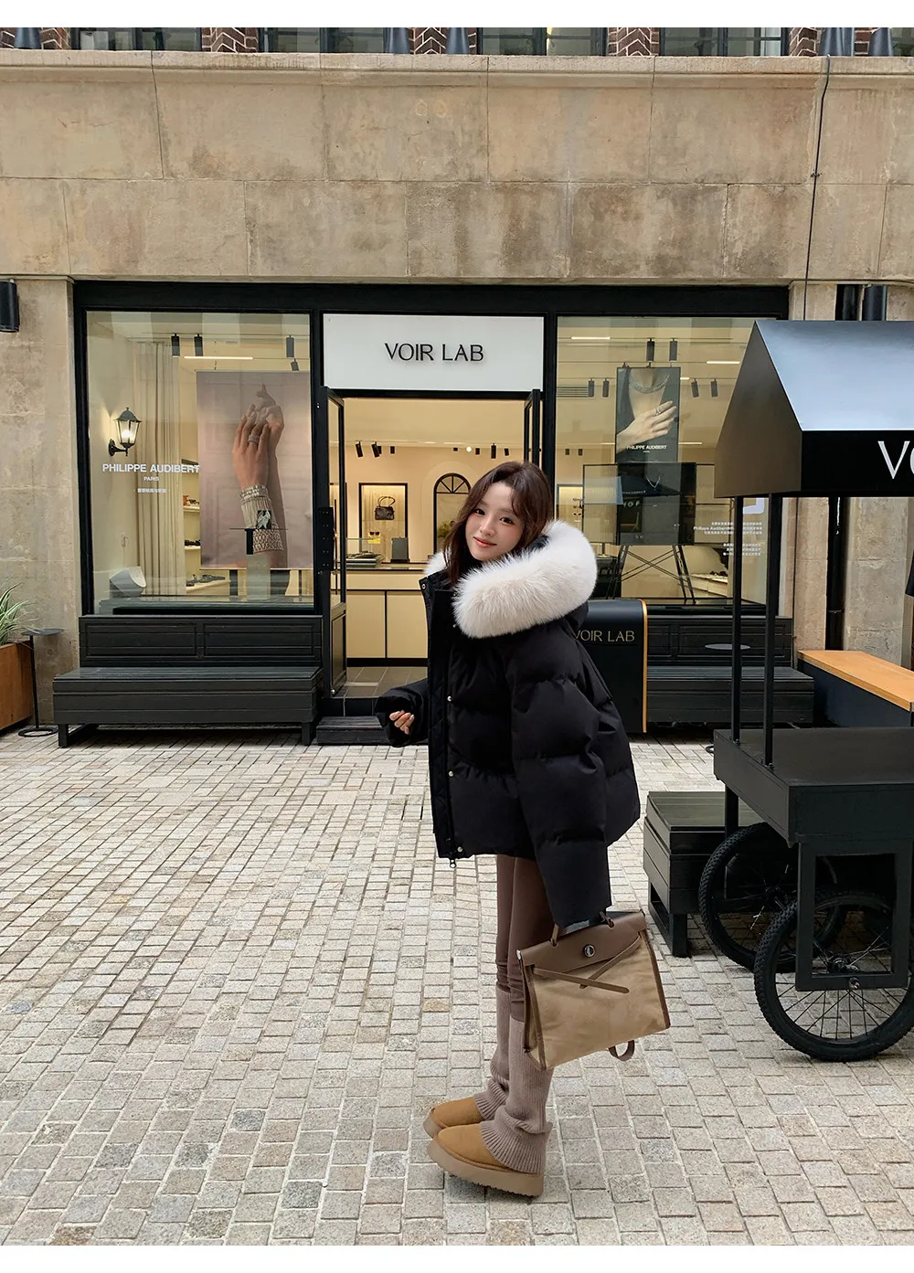 Women/Winter/Puffer/Jacket/With/Faux/Fur/Hood/Loose/Short/Padded/Coat/Zip/Up/Warm/Parka/Casual/Streetwear/Female/Outerwear