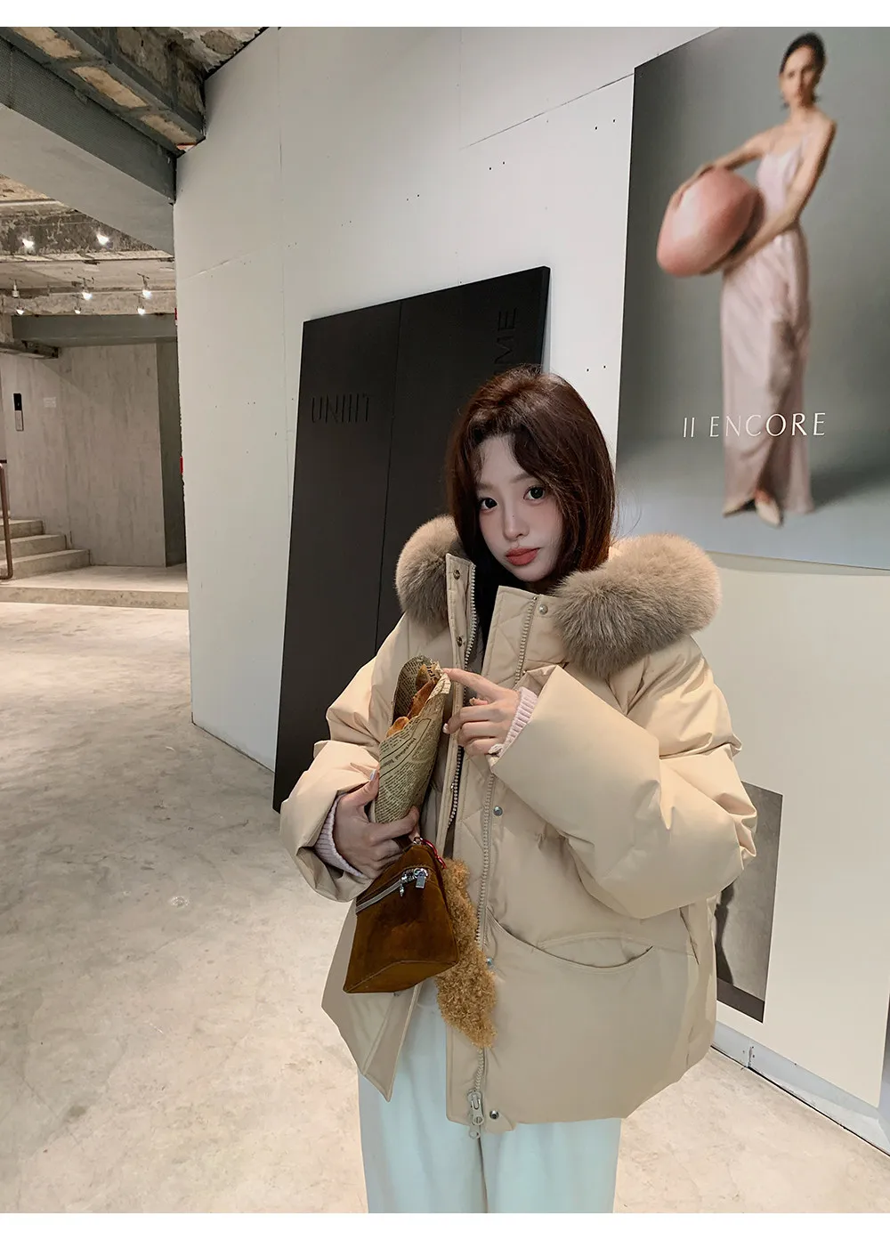 Women/Winter/Puffer/Jacket/With/Faux/Fur/Hood/Loose/Short/Padded/Coat/Zip/Up/Warm/Parka/Casual/Streetwear/Female/Outerwear