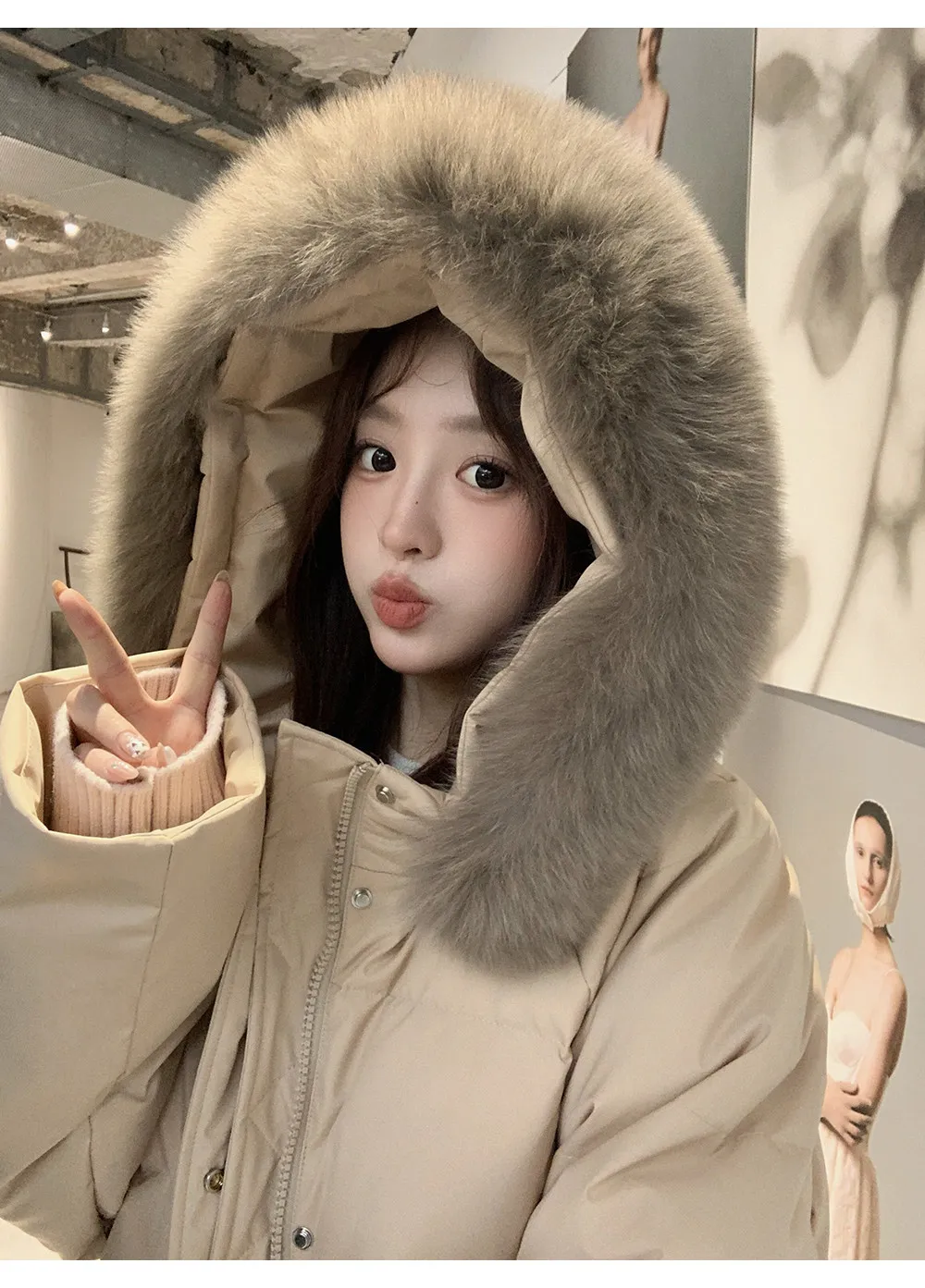 Women/Winter/Puffer/Jacket/With/Faux/Fur/Hood/Loose/Short/Padded/Coat/Zip/Up/Warm/Parka/Casual/Streetwear/Female/Outerwear
