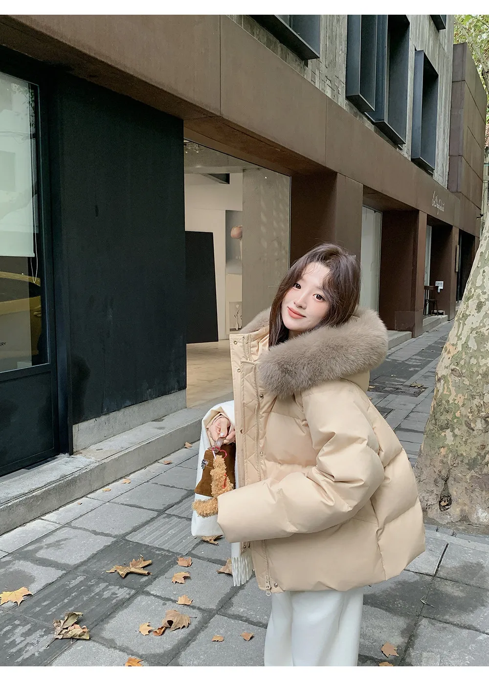Women/Winter/Puffer/Jacket/With/Faux/Fur/Hood/Loose/Short/Padded/Coat/Zip/Up/Warm/Parka/Casual/Streetwear/Female/Outerwear