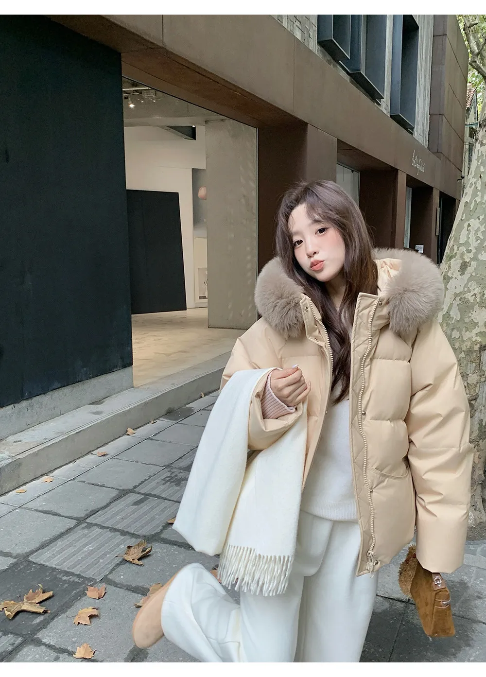 Women/Winter/Puffer/Jacket/With/Faux/Fur/Hood/Loose/Short/Padded/Coat/Zip/Up/Warm/Parka/Casual/Streetwear/Female/Outerwear