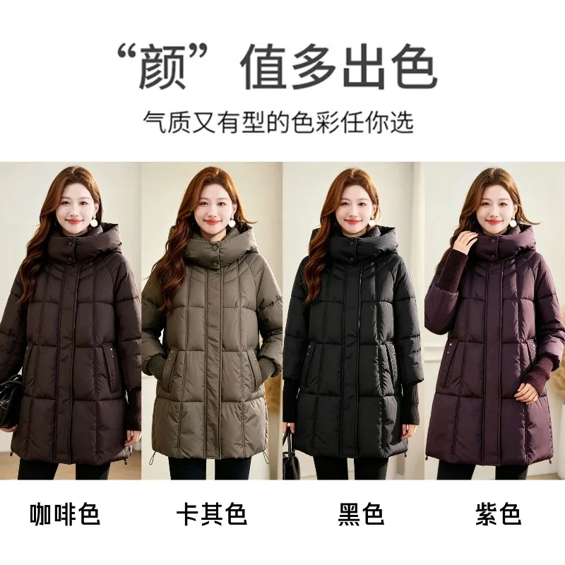 2026 Fashion Down Cotton-padded Jacket Women's Winter Long Parkas Thicken Warm Tops Hooded Coats Female Oversize Loose Outerwear
