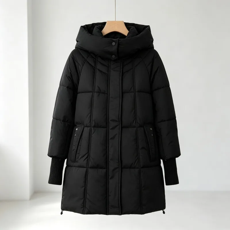 2026 Fashion Down Cotton-padded Jacket Women's Winter Long Parkas Thicken Warm Tops Hooded Coats Female Oversize Loose Outerwear