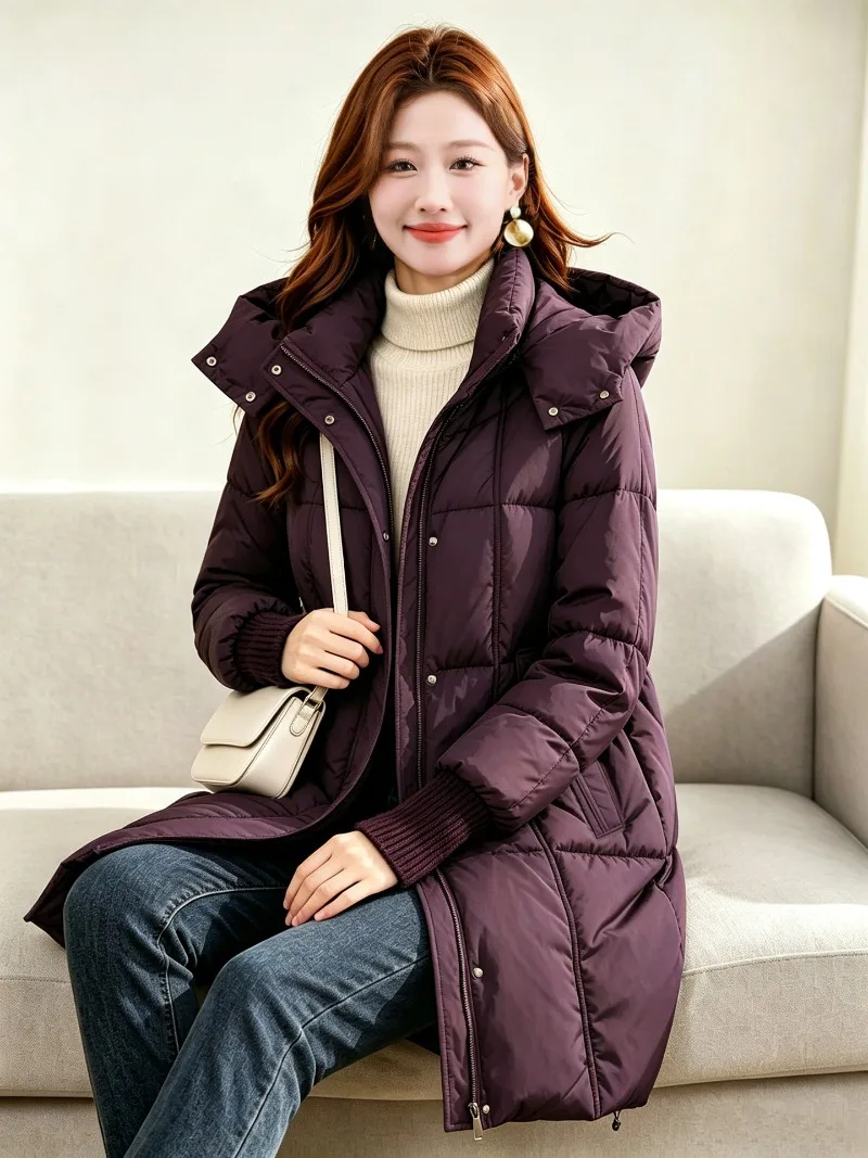 2026 Fashion Down Cotton-padded Jacket Women's Winter Long Parkas Thicken Warm Tops Hooded Coats Female Oversize Loose Outerwear
