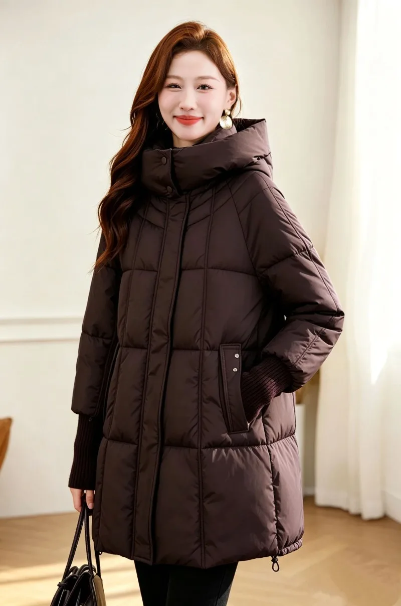 2026 Fashion Down Cotton-padded Jacket Women's Winter Long Parkas Thicken Warm Tops Hooded Coats Female Oversize Loose Outerwear