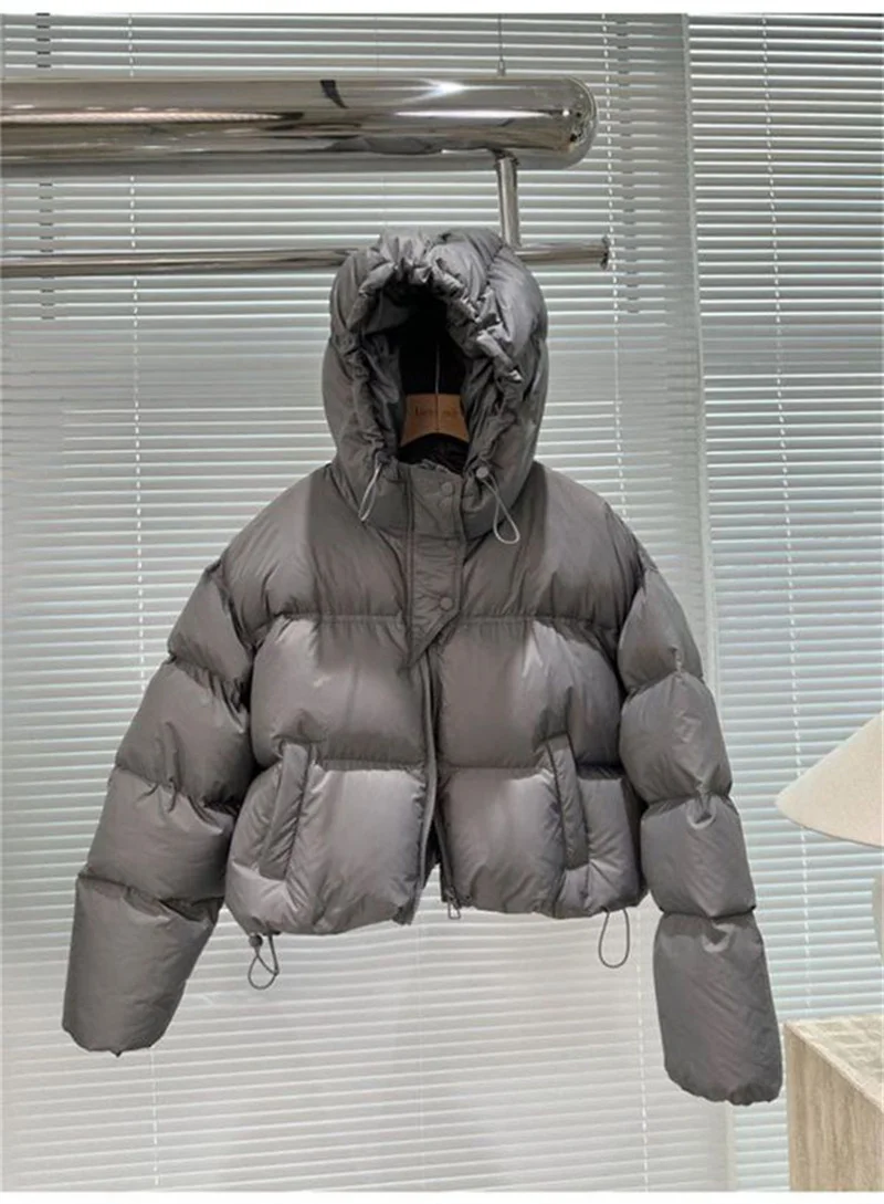Autumn Winter Casual Parkas Women Fashion Down Cotton Jacket with Hood Warm Oversize Thick Solid Short Puffer Outwear Female