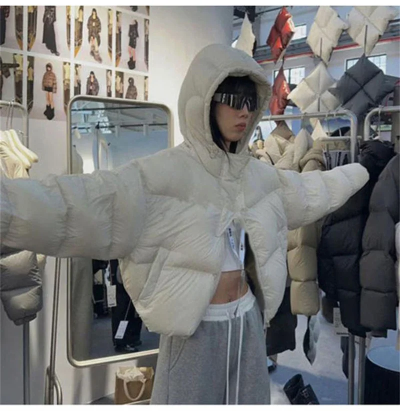 Autumn Winter Casual Parkas Women Fashion Down Cotton Jacket with Hood Warm Oversize Thick Solid Short Puffer Outwear Female