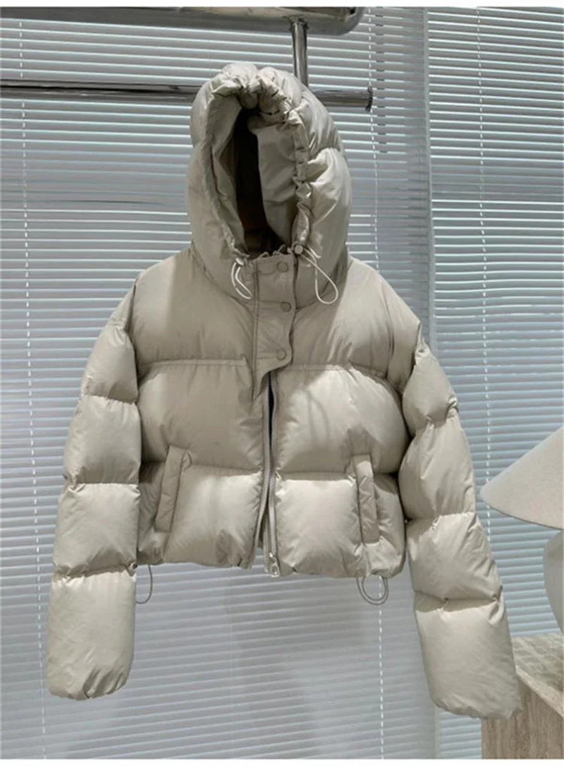 Autumn Winter Casual Parkas Women Fashion Down Cotton Jacket with Hood Warm Oversize Thick Solid Short Puffer Outwear Female