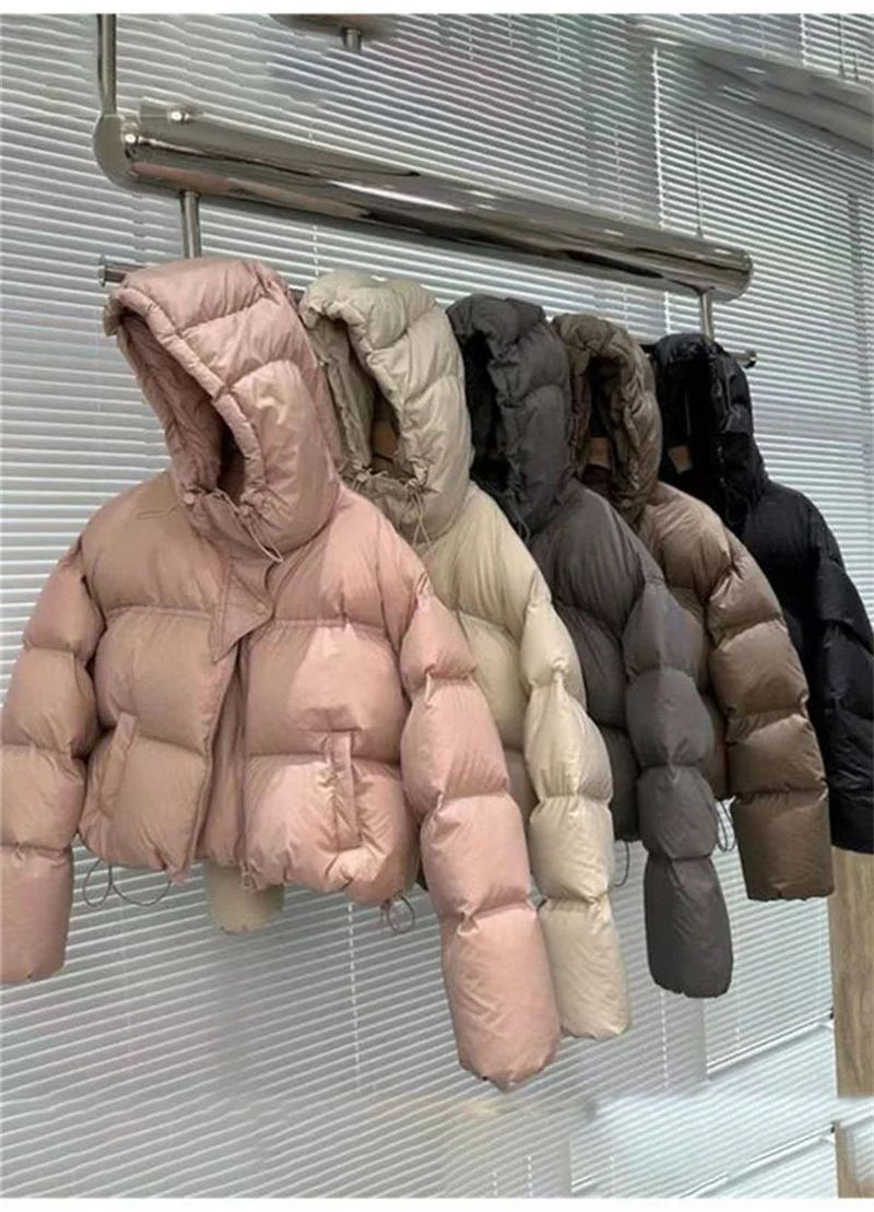 Autumn Winter Casual Parkas Women Fashion Down Cotton Jacket with Hood Warm Oversize Thick Solid Short Puffer Outwear Female
