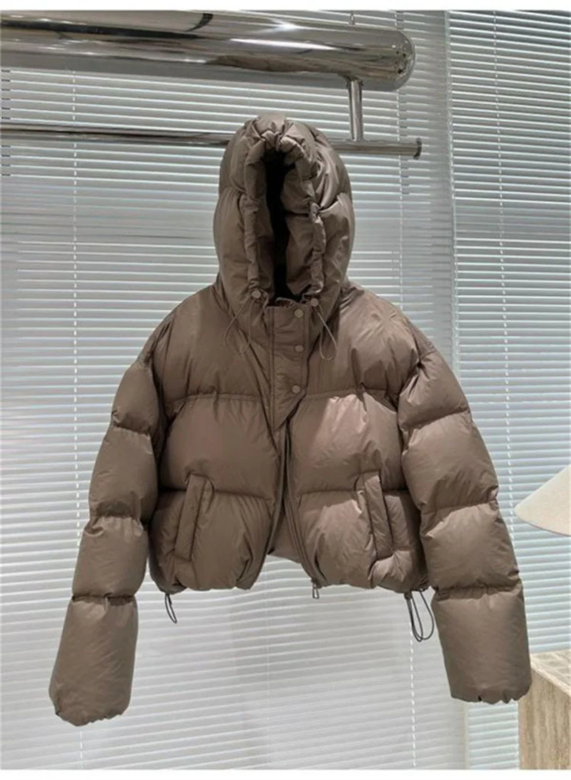 Autumn Winter Casual Parkas Women Fashion Down Cotton Jacket with Hood Warm Oversize Thick Solid Short Puffer Outwear Female